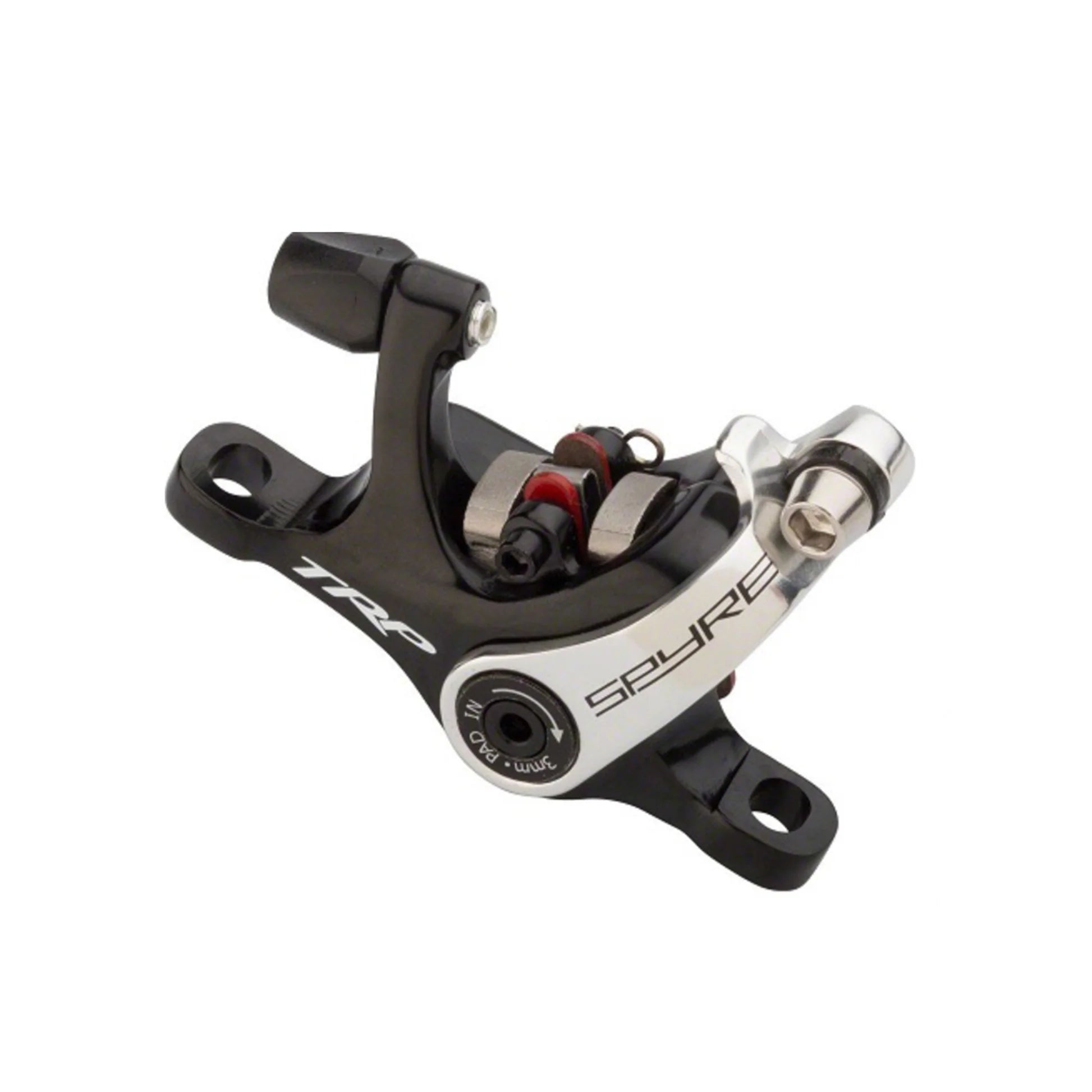 Bicycle brake caliper with 'TRP Spyre' branding on a white background
