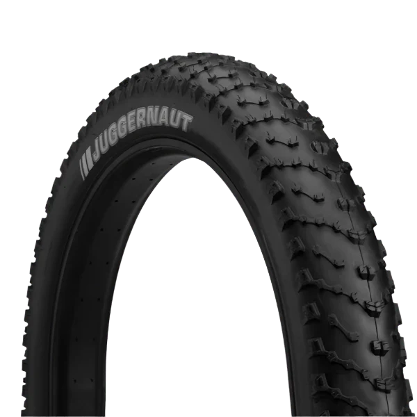 Black off-road tire with 'Juggernaut' branding on a white background