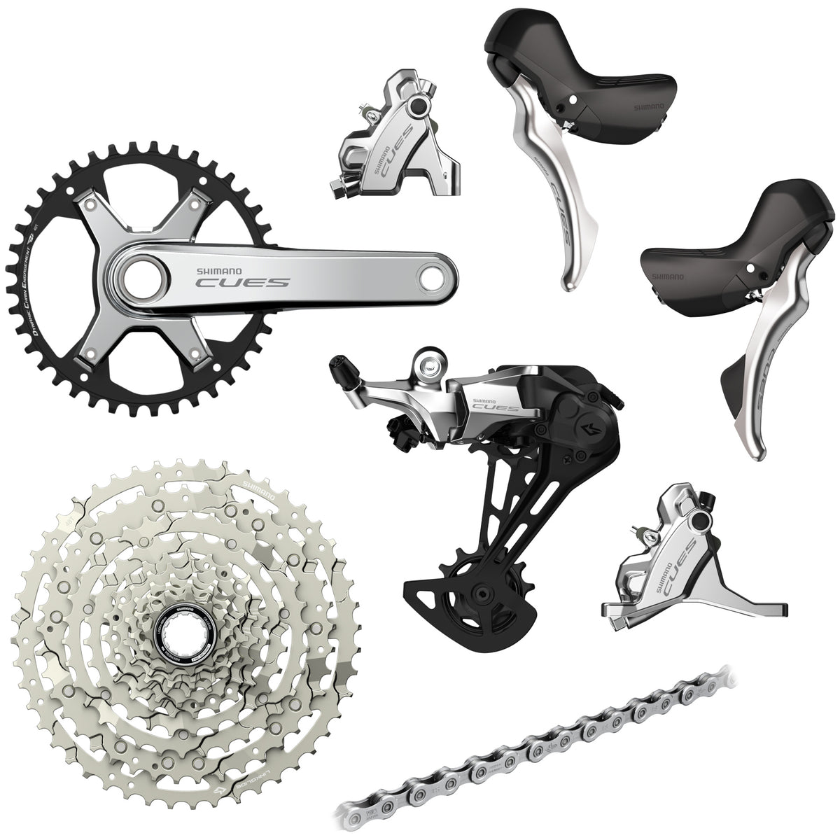 Shimano CUES U6030 / U6000 Drop Bar Groupset - 1x10 Speed LinkGlide, Polished Silver Edition