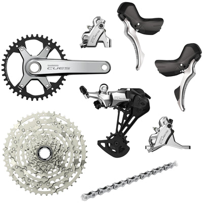 Shimano CUES U6030 / U6000 Drop Bar Groupset - 1x10 Speed LinkGlide, Polished Silver Edition